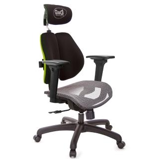 【GXG 吉加吉】雙軸枕 中灰網座 3D升降扶手 雙背電腦椅(TW-2704 EA9)
