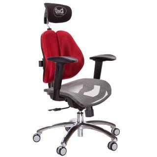 【GXG 吉加吉】雙軸枕 中灰網座 鋁腳/2D滑面升降扶手 雙背電腦椅(TW-2704 LUA2J)