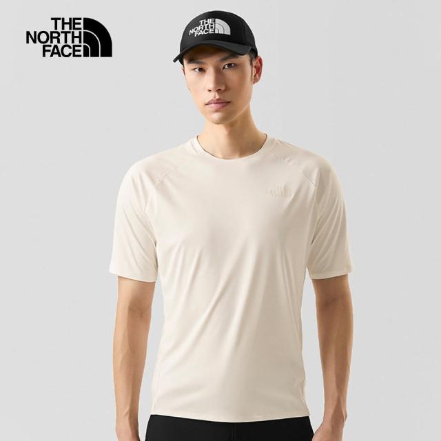 【The North Face 官方旗艦】北面男款米白色吸濕排汗簡約LOGO短袖T恤｜7QOSR8R