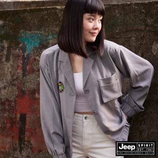 【JEEP】女裝 輕薄舒適休閒短版外套(灰色)