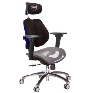 【GXG 吉加吉】雙軸枕 中灰網座 鋁腳/3D升降扶手 雙背電腦椅(TW-2704 LUA9)