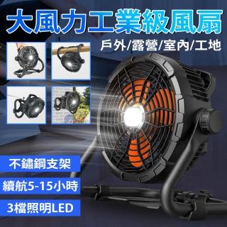 【Besthot】大風力工業級LED照明露營風扇(露營電扇 LED照明燈 DC充電式風扇 USB充電風扇)