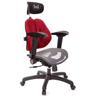 【GXG 吉加吉】雙軸枕 中灰網座 4D弧面摺疊扶手 雙背電腦椅(TW-2704 EA1D)