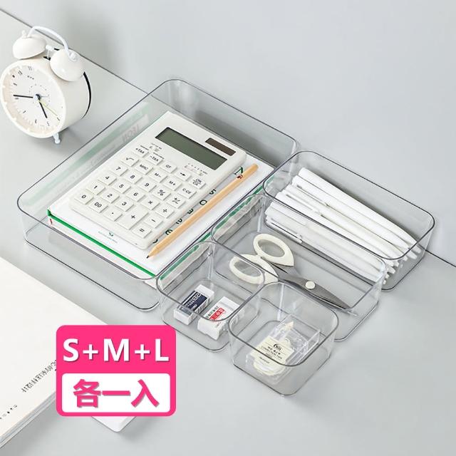 【茉家】PET透明桌面抽屜收納盒(SML各1入)