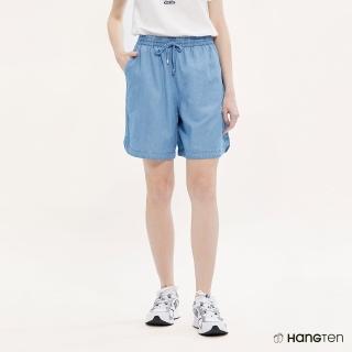 【Hang Ten】女裝-RELAXED FIT天絲棉鬆緊腰頭抽繩短褲(淺藍)