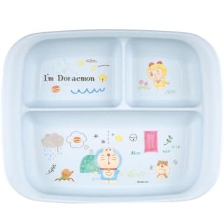 【小禮堂】哆啦A夢 嬰幼兒塑膠三格餐盤 470ml Ag+ - 藍角色款(平輸品)