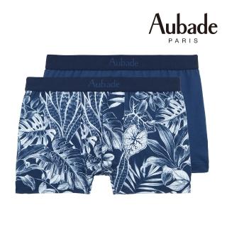 【Aubade】二件組長版頂級莫代爾棉 彈性四角男褲 平口褲(觀葉-2311)
