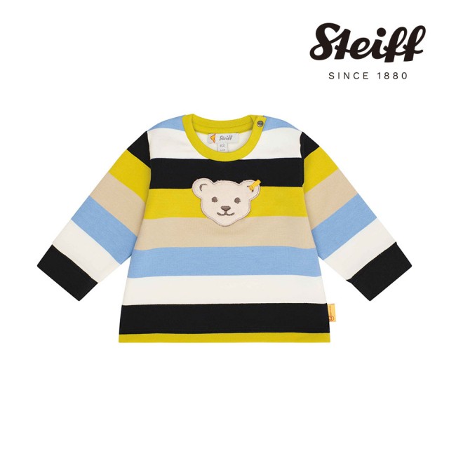 【STEIFF】熊頭童裝 內刷毛條紋長袖T恤(長袖上衣)