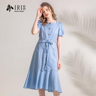 【IRIS 艾莉詩】夢幻藍棉麻長洋裝(32658)