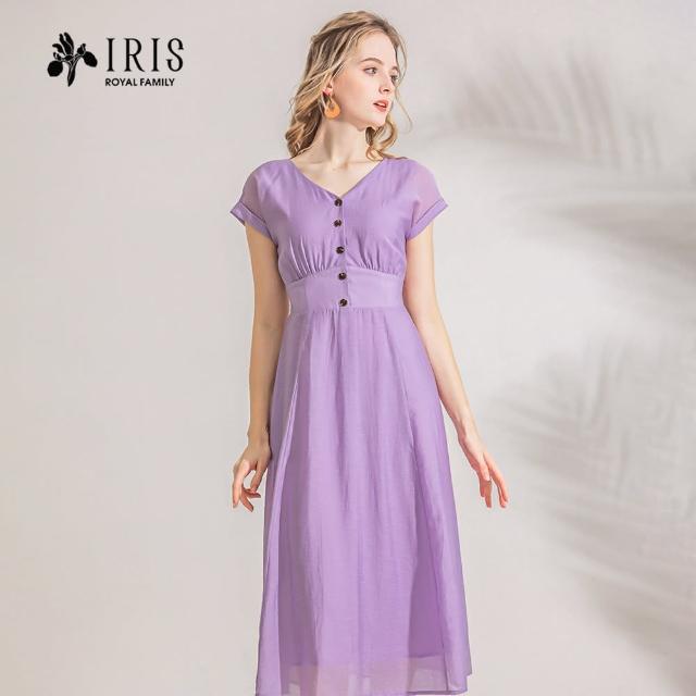 【IRIS 艾莉詩】夢幻紫排釦設計洋裝(32660)