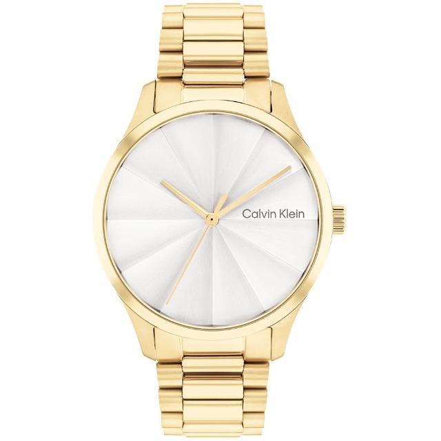 【Calvin Klein 凱文克萊】CK 太陽紋光璨鍊帶手錶-35mm/金(CK25200232)