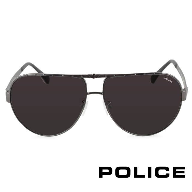 【POLICE】義大利 飛行員框造型太陽眼鏡(鐵灰-POS8844-568P)