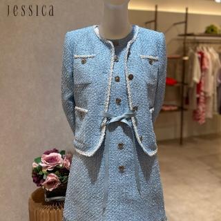 【JESSICA】氣質百搭輕薄小香風圓領外套232300（藍）