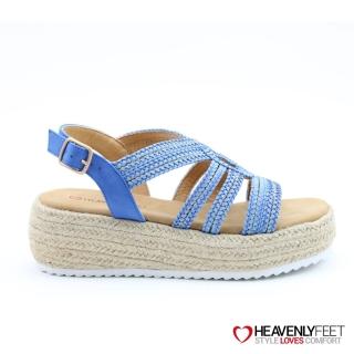【heavenlyfeet】英國舒適品牌編織麻條楔型涼鞋-MINI(水藍)