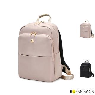 【Rosse Bags】多隔層大容量防潑水雙肩後背包(現+預 大款粉色 / 小款粉色 / 大款黑色 / 小款黑色)