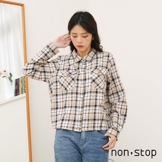 【non-stop】休閒格紋配色袋飾襯衫-2色