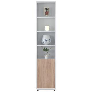【AT HOME】現代簡約1.35尺白色橡木紋單門收納書櫃/收納櫃/置物櫃(布拉格)