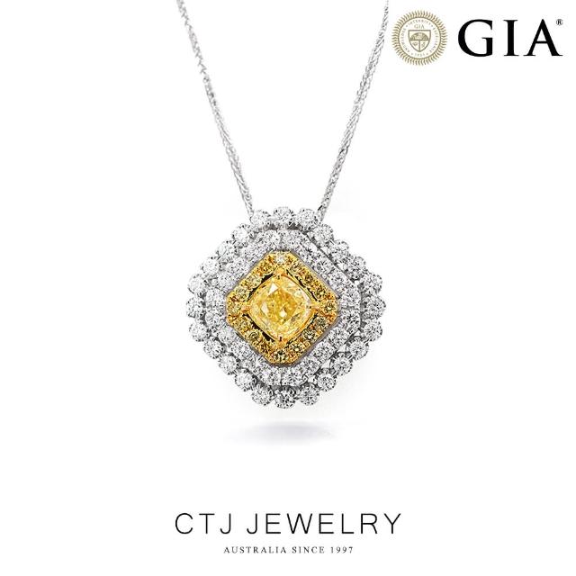 【CTJ】GIA 1克拉 Fancy Yellow 18K金 黃彩鑽石項鍊