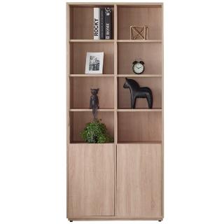 【AT HOME】現代簡約2.7尺橡木紋雙門收納書櫃/收納櫃/置物櫃(布拉格)