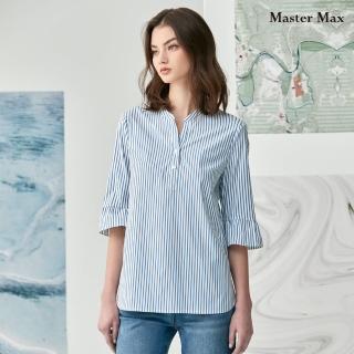 【Master Max】清新基本款直條紋七分袖襯衫上衣(831700805)