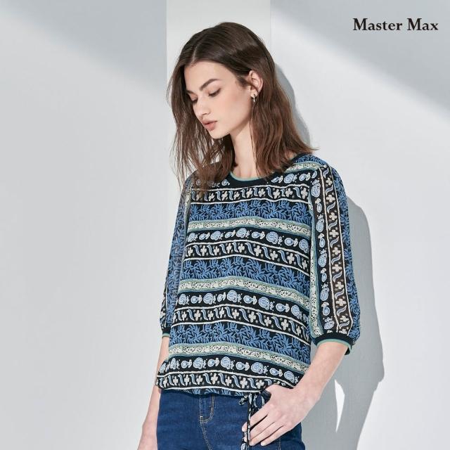 【Master Max】幾何變形蟲圖案七分袖雪紡上衣(8317027)