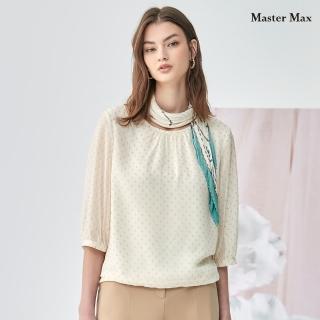 【Master Max】下擺後鬆緊圓領七分袖雪紡上衣(831701710)