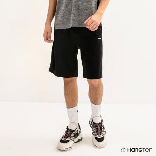 【Hang Ten】男裝-REGULAR FIT冰絲織帶內抽繩吸濕排汗涼感短褲(黑)