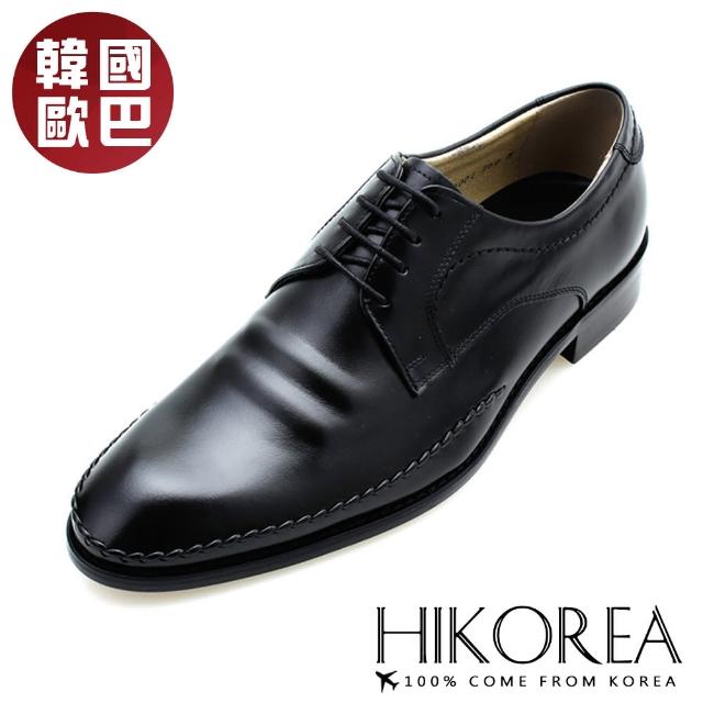 【HIKOREA】韓國空運。縫線立體造型3cm尖頭綁帶皮鞋/版型偏小(8-9065/黑/現+預)