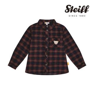 【STEIFF】熊頭童裝 格紋長袖襯衫(長袖上衣)