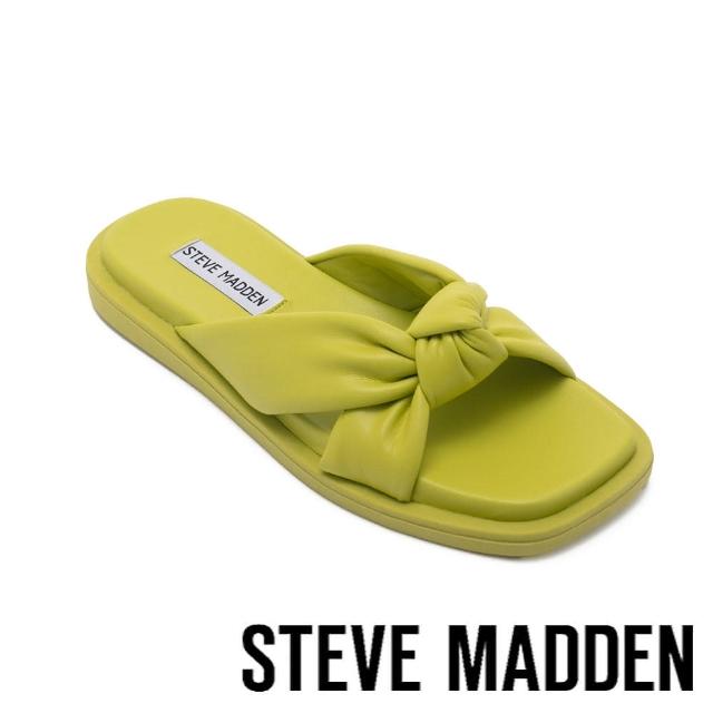 【STEVE MADDEN】ALLISTAR 扭結方頭平底拖鞋(黃色)