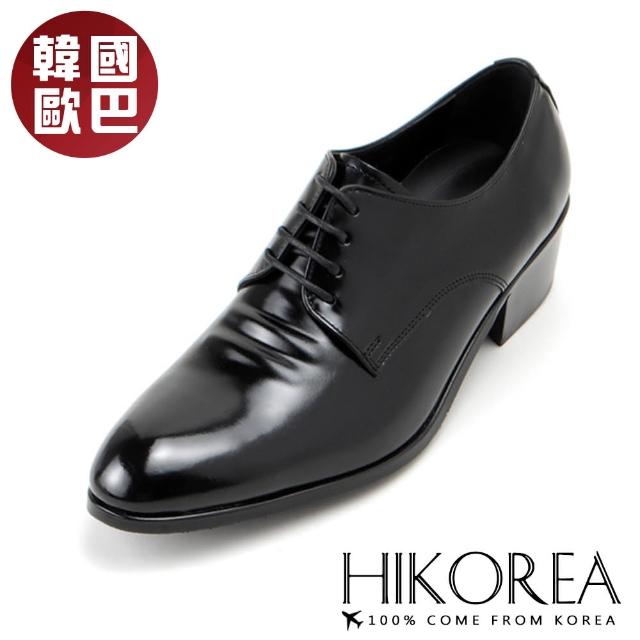【HIKOREA】韓國空運。英式風格正裝4.5cm造型綁帶皮鞋/版型偏小(8-9073/黑/現+預)