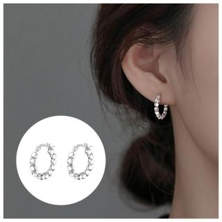【HaNA 梨花】韓國碎銀方塊．圓潤圈飾耳環