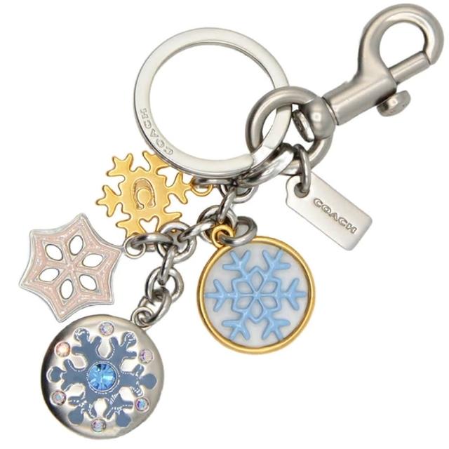 【COACH】銀X藍X金雪花吊飾鑰匙圈包包掛飾