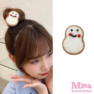 【MISA】羊毛氈髮夾 雪人髮夾/韓國設計可愛羊毛氈雪人餅乾造型髮夾(2款任選)