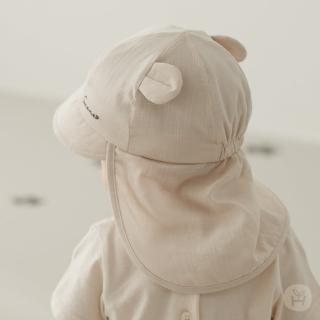 【Happy Prince】韓國製 Berry米色嫘縈嬰兒童護頸遮陽帽(遮脖遮頸防曬帽海灘帽寶寶帽)