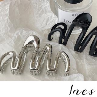 【INES】金屬抓夾 波浪抓夾/韓國設計時尚幾何波浪曲線金屬抓夾(2色任選)