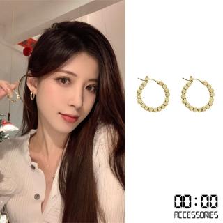 【00:00】韓國設計極簡時尚幾何碎金塊耳圈造型耳環(極簡耳環 幾何耳環 金塊耳環)
