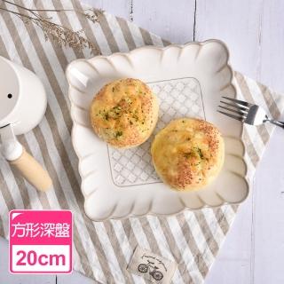 【Homely Zakka】日式創意浮雕亮光面仿窯變釉陶瓷餐盤碗餐具_方形深盤(湯盤 餐具 餐盤 盤子 器皿 碗盤)