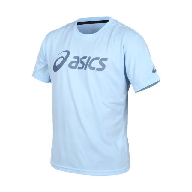 【asics 亞瑟士】男女短袖T恤-台灣製 吸濕排汗 慢跑 運動 上衣 亞瑟士 馬卡龍藍(2033B666-400)