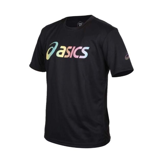 【asics 亞瑟士】男女短袖T恤-台灣製 吸濕排汗 慢跑 運動 上衣 亞瑟士 黑彩色(2033B666-001)