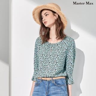 【Master Max】小碎花袖口小百褶圓領七分袖雪紡上衣(8317054)