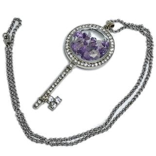 【十方佛教文物】紫水晶能量鑽石之鑰 項鍊(吉祥圓滿)