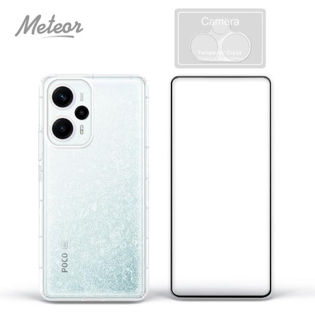 【Meteor】POCO F5 手機保護超值3件組(透明空壓殼+鋼化膜+鏡頭貼)