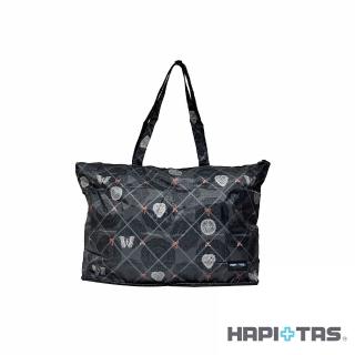【HAPI+TAS】日本原廠授權 摺疊肩背包 黑色蕾絲(H0001/摺疊旅行袋/托特包/購物袋)
