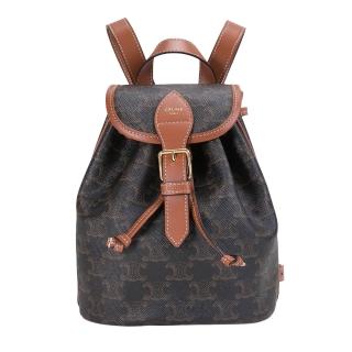 CELINE Triomphe Canvas Mini backpack folco in triomphe canvas and calfskin  (197662CAS.01BC, 197662CAS.04LU) in 2023