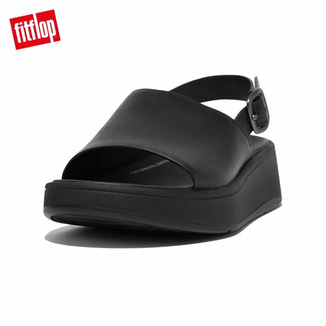 【FitFlop】F-MODE LEATHER FLATFORM BACK-STRAP SANDALS厚底一片式後帶涼鞋-女(黑色)