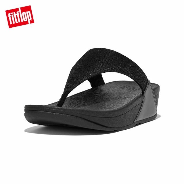 【FitFlop】LULU SHIMMERLUX TOE-POST SANDALS經典亮粉夾涼鞋-女(黑色)