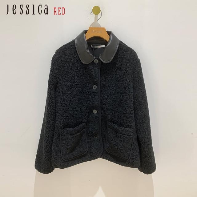 【Jessica Red】保暖百搭口袋絨毛短外套8244C3（黑）