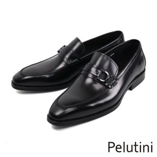 【Pelutini】扣環造型配飾紳士樂福鞋 黑色(PE28847-BL)