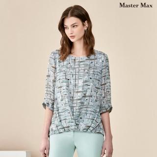 【Master Max】質感水墨圖案前短後常七分袖雪紡上衣(8317023)